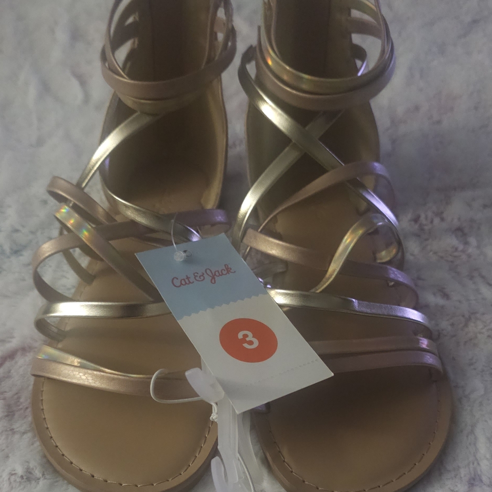 Cat & Jack Gold and Silver Strappy Sandals for Versatile Wear